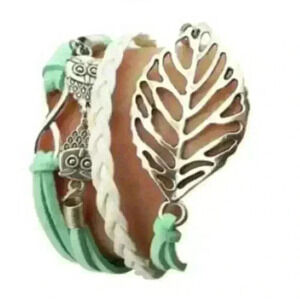 Vintage Multilayer Multicolor Woven Leather Alloy Bracelet